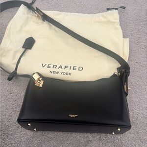 Verafied Black Gold Hobo Bag with Crossbody Extend Strap